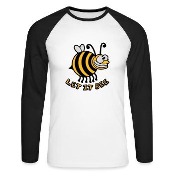 Dicke Verrückte Biene Let It Bee - Unisex Baseballshirt langarm - Weiß/Schwarz - Vorne - Nik (191cm)
