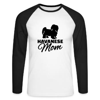 Havanese Mom - T-shirt baseball manches longues Homme - blanc/noir - Devant - Nik (191cm)
