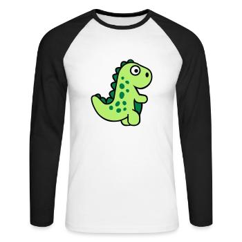 T-Rex - Unisex Baseballshirt langarm - Weiß/Schwarz - Vorne - Nik (191cm)