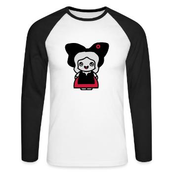 dessin femme alsace style manga kawaii - T-shirt baseball manches longues Homme - blanc/noir - Devant - Nik (191cm)