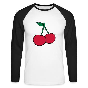2 cerise feuille conception savoureuse - T-shirt baseball manches longues Homme - blanc/noir - Devant - Nik (191cm)