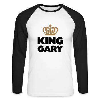 King gary name thing crown - Unisex Long Sleeve Baseball T-Shirt - white/black - Front - Nik (191cm)