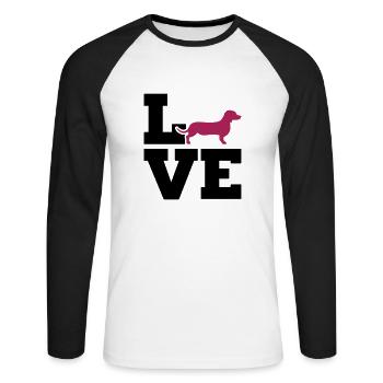 Dackel - Unisex Baseballshirt langarm - Weiß/Schwarz - Vorne - Nik (191cm)