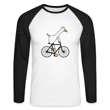Oie fait du vélo - T-shirt baseball manches longues Homme - blanc/noir - Devant - Nik (191cm)