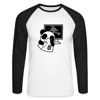 panda ultrasound radiologist - Unisex Long Sleeve Baseball T-Shirt - white/black - Front - Nik (191cm)