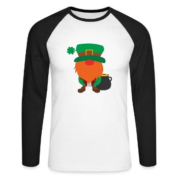 Gnom lutin - T-shirt baseball manches longues Homme - blanc/noir - Devant - Nik (191cm)