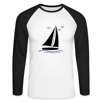voilier 02 - T-shirt baseball manches longues Homme - blanc/noir - Devant - Nik (191cm)