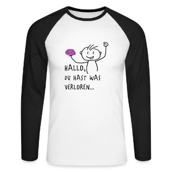 verlorenes Hirn - Unisex Baseballshirt langarm - Weiß/Schwarz - Vorne - Nik (191cm)