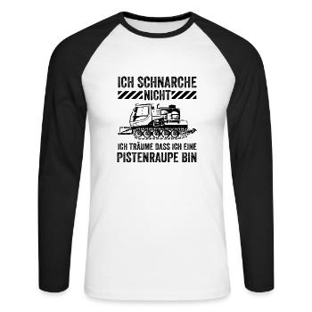 Ich schnarche nicht ich träume Pistenraupe Ski - Unisex Baseballshirt langarm - Weiß/Schwarz - Vorne - Nik (191cm)