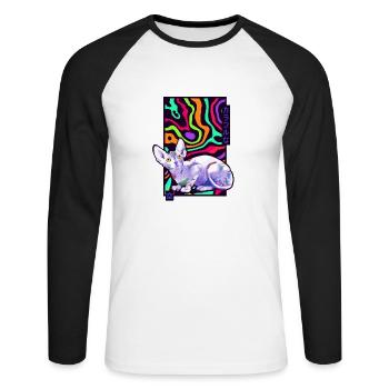 Sphynx Couleurs Chat - T-shirt baseball manches longues Homme - blanc/noir - Devant - Nik (191cm)