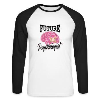 Future Psychologist - Therapy Psychology Brain - Unisex Long Sleeve Baseball T-Shirt - white/black - Front - Nik (191cm)