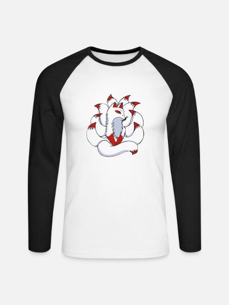 Neunschwänziger Fuchs Japanisch Otaku - Unisex Baseballshirt langarm - Weiß/Schwarz