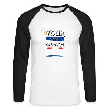 Your choices change your life! - Unisex Long Sleeve Baseball T-Shirt - white/black - Front - Nik (191cm)