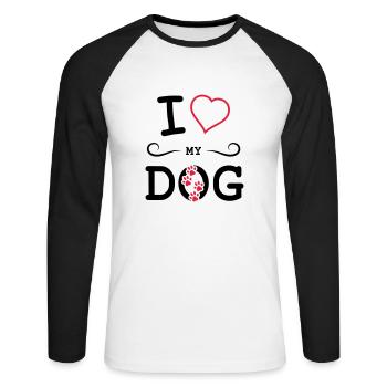I love my dog - Unisex Long Sleeve Baseball T-Shirt - white/black - Front - Nik (191cm)