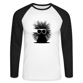 Porcupine Lunettes de soleil Mignons animaux Vecteur 17 - T-shirt baseball manches longues Homme - blanc/noir - Devant - Nik (191cm)