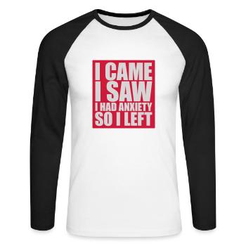 J’avais de l’anxiété en disant - T-shirt baseball manches longues Homme - blanc/noir - Devant - Nik (191cm)