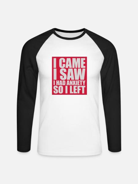 J’avais de l’anxiété en disant - T-shirt baseball manches longues Homme - blanc/noir