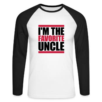 im the favorite uncle - Unisex Baseballshirt langarm - Weiß/Schwarz - Vorne - Nik (191cm)