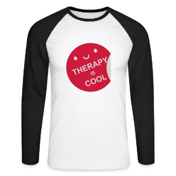 therapy is cool Quote - Unisex Long Sleeve Baseball T-Shirt - white/black - Front - Nik (191cm)