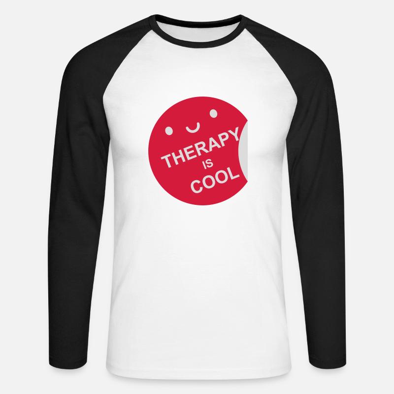 therapy is cool Zitat - Unisex Baseballshirt langarm - Weiß/Schwarz