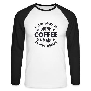 I just want to drink - Unisex Long Sleeve Baseball T-Shirt - white/black - Front - Nik (191cm)