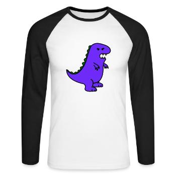 angry dino - Unisex Baseballshirt langarm - Weiß/Schwarz - Vorne - Nik (191cm)