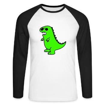 cool dino - Unisex Baseballshirt langarm - Weiß/Schwarz - Vorne - Nik (191cm)