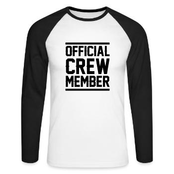 Crew Member - Unisex Long Sleeve Baseball T-Shirt - white/black - Front - Nik (191cm)
