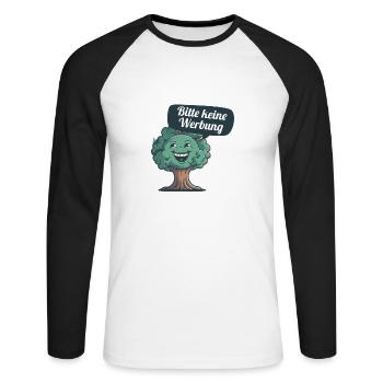 Bitte keine Werbung sagt der Baum - Unisex Baseballshirt langarm - Weiß/Schwarz - Vorne - Nik (191cm)