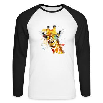 Elsy la girafe - T-shirt baseball manches longues Homme - blanc/noir - Devant - Nik (191cm)