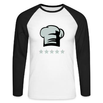 Chapeau de chef chef 5 étoiles - T-shirt baseball manches longues Homme - blanc/noir - Devant - Nik (191cm)