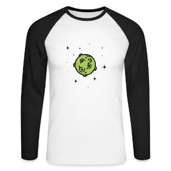 planet - Unisex Baseballshirt langarm - Weiß/Schwarz - Vorne - Nik (191cm)