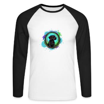 Dog, Profile, Painting, Graffiti - Unisex Long Sleeve Baseball T-Shirt - white/black - Front - Nik (191cm)