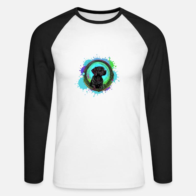 Hund, Profil, Malerei, Graffiti - Unisex Baseballshirt langarm - Weiß/Schwarz
