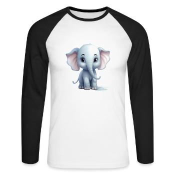 Cute Elephant Baby - Unisex Long Sleeve Baseball T-Shirt - white/black - Front - Nik (191cm)