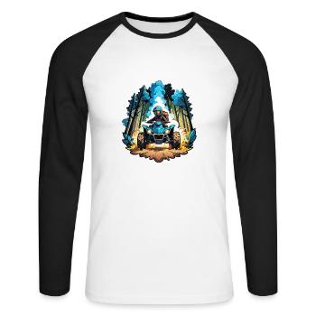 quad et tout terrain - T-shirt baseball manches longues Homme - blanc/noir - Devant - Nik (191cm)