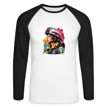Pompier/Incendie/Incendie/Extinction/Héroïne - T-shirt baseball manches longues Homme - blanc/noir - Devant - Nik (191cm)