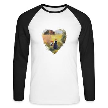 Black Forest girls with Bollenhut - Unisex Long Sleeve Baseball T-Shirt - white/black - Front - Nik (191cm)