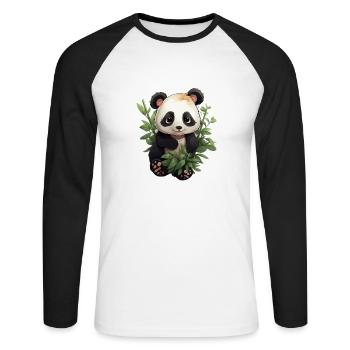 Panda Mignon - T-shirt baseball manches longues Homme - blanc/noir - Devant - Nik (191cm)