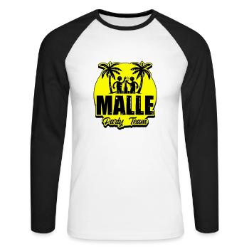 Malle Party Team Holidays Mallorca - Unisex Long Sleeve Baseball T-Shirt - white/black - Front - Nik (191cm)