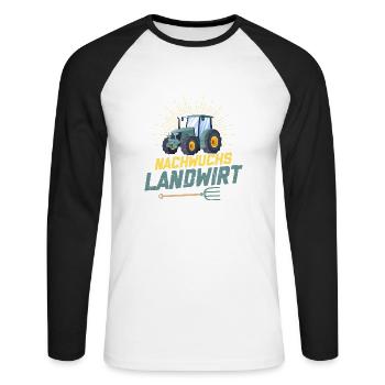 Young Farmer Farmer Farm - Unisex Long Sleeve Baseball T-Shirt - white/black - Front - Nik (191cm)