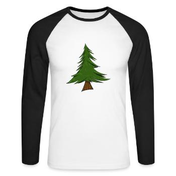 Sapin | Sapin de Noël | Pin - T-shirt baseball manches longues Homme - blanc/noir - Devant - Nik (191cm)