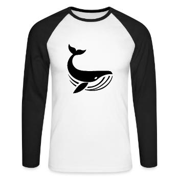 Wal Vektor - Unisex Baseballshirt langarm - Weiß/Schwarz - Vorne - Nik (191cm)
