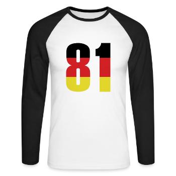 81 Number Germany Jersey - Unisex Long Sleeve Baseball T-Shirt - white/black - Front - Nik (191cm)