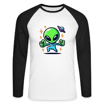 Rencontre extraterrestre - T-shirt baseball manches longues Homme - blanc/noir - Devant - Nik (191cm)