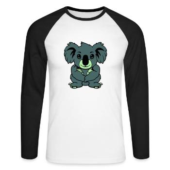 Koala Bear Comic Animal - Unisex Long Sleeve Baseball T-Shirt - white/black - Front - Nik (191cm)