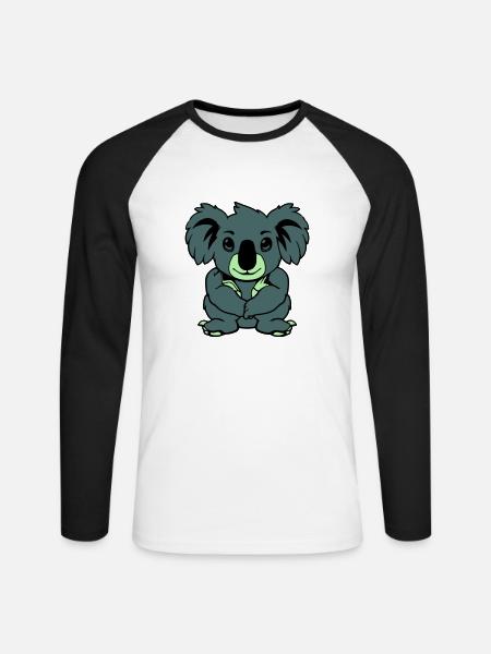 Koala Bear Comic Animal - Unisex Long Sleeve Baseball T-Shirt - white/black
