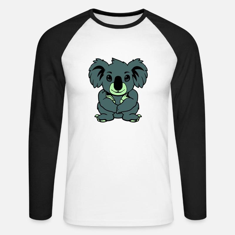koalabär comic tier - Unisex Baseballshirt langarm - Weiß/Schwarz