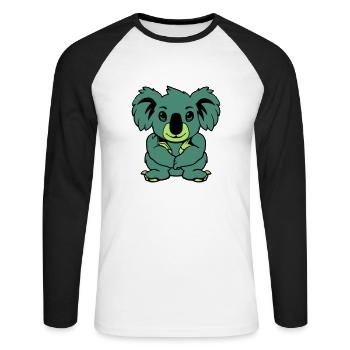 Koala Bear Comic Animal - Unisex Long Sleeve Baseball T-Shirt - white/black - Front - Nik (191cm)