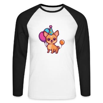 Chihuahua Hunde Geburtstag Comic - Unisex Baseballshirt langarm - Weiß/Schwarz - Vorne - Nik (191cm)